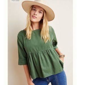 Anthropologie S Maria Babydoll Corduroy Top